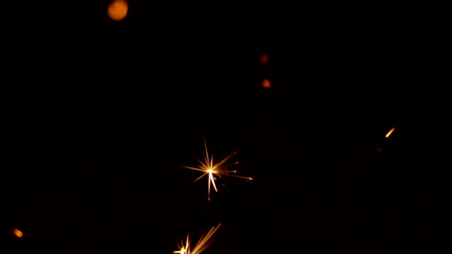 Slow-Motion-Yellow-Sparklers-is-Sparkling-On-Black-Background-Bottom