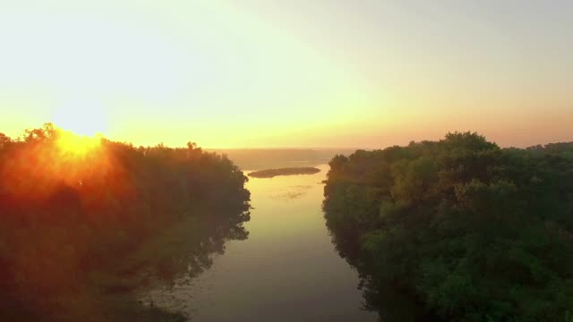aerial-view-of-river-at-sunrise