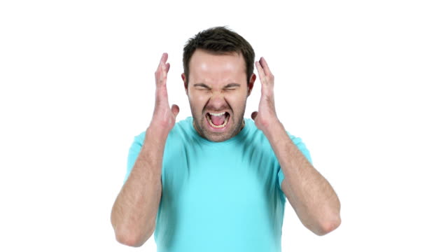 Screaming-Middle-Aged-Man,-White-Background