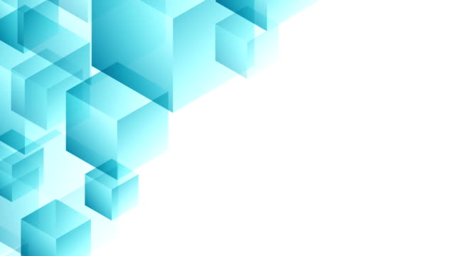 Abstract-transparent-3D-isometric-virtual-cube-box-moving-pattern-illustration-blue-color-on-white-background-seamless-looping-animation-4K,-with-copy-space