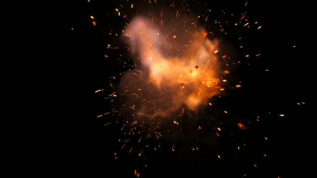 Fire-blast-explosions-on-black-background