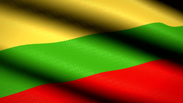 Bandera-de-Lituania-ondeando-textil-textura-fondo.-Seamless-Loop-animación.-Pantalla-completa.-Cámara-lenta.-Vídeo-de-4-K