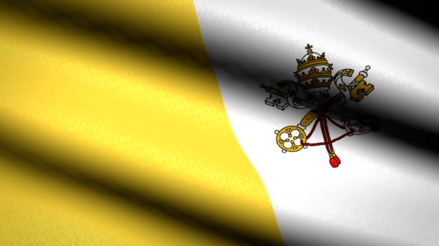 Vatican-Flag-Waving-Textile-Textured-Background.-Seamless-Loop-Animation.-Full-Screen.-Slow-motion.-4K-Video
