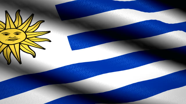 Uruguay-Flag-Waving-Textile-Textured-Background.-Seamless-Loop-Animation.-Full-Screen.-Slow-motion.-4K-Video