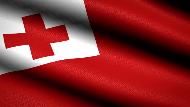 Tonga-Flag-Waving-Textile-Textured-Background.-Seamless-Loop-Animation.-Full-Screen.-Slow-motion.-4K-Video