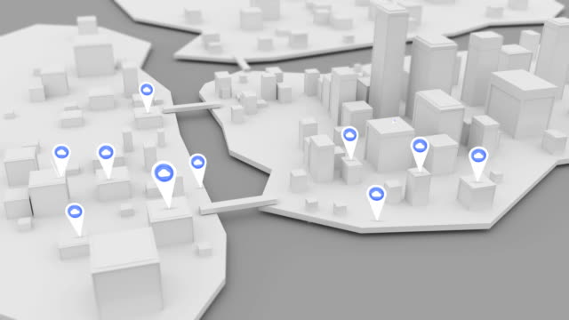 Carga-de-los-iconos-de-la-nube-internet-apareciendo-en-3D-modelo-de-ciudad