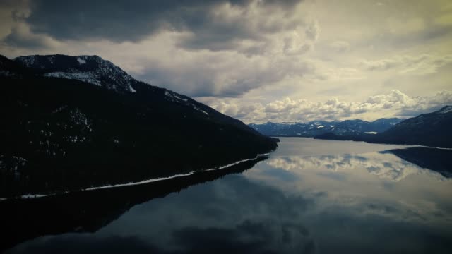 Stylized-Aerial-Hyperlapse-of-Mountain-Lake-Clouds