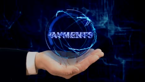 Painted-hand-shows-concept-hologram-Payments-on-his-hand