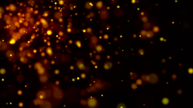 Muchas-partículas-de-Oro-brillantes-en-el-espacio,-Resumen-antecedentes-de-Navidad-generadas-por-computadora,-3D-render