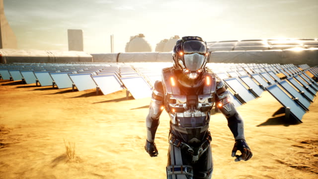 Astronauta-Marciano-regresa-a-la-base-después-de-inspeccionar-los-paneles-solares.-Concepto-super-realista.