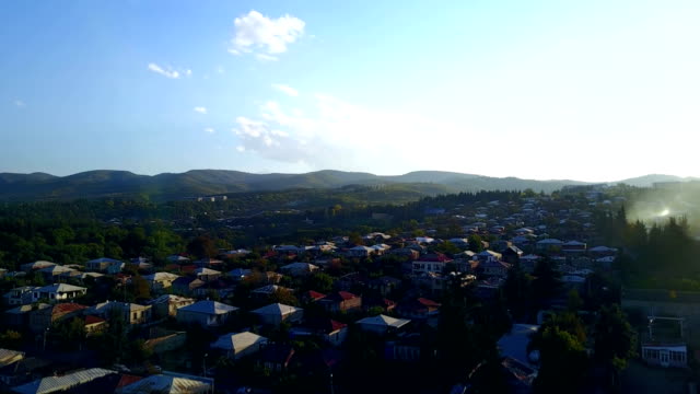 Vista-aéreo-Drone.-Georgia,-Kakheti.-Gurjaani-ciudad.
