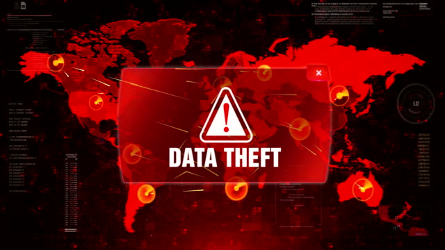 Data-Theft-alarmierte-Warnangriff-auf-Screen-World-Map-Loop-Motion.