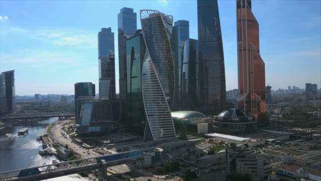 russia-sunny-day-moscow-modern-city-riverside-aerial-panorama-4k