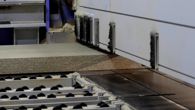 Format-machine-for-cutting-chipboard,-process-of-chipboard-cutting,-automated-line,-Woodworking-Machine