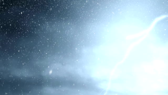 Lightning-storm-and-falling-snow