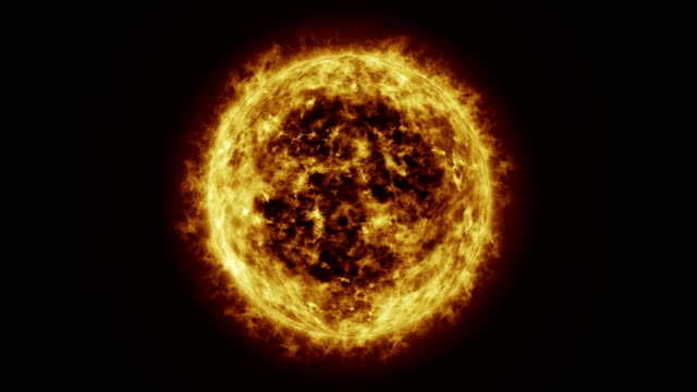 Superficie-y-las-llamaradas-solares,-el-sol-ardiente-del-sol.-3D