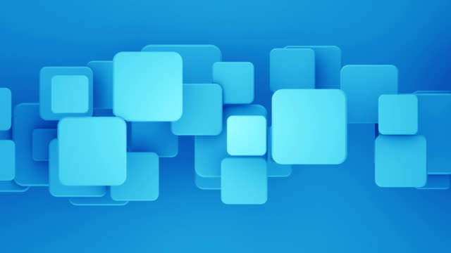 Overlapping-blue-squares-3D-render-loopable-background