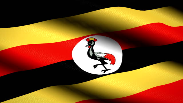 Uganda-bandera-ondeando-textil-textura-de-fondo.-Seamless-Loop-animación.-Pantalla-completa.-Cámara-lenta.-Vídeo-de-4-K