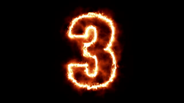 3---drei-brennende-heiße-Nummer-auf-schwarzem-Hintergrund