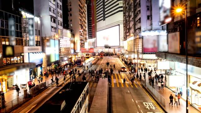 Zeitraffer-der-Stadt-Hong-Kong-nachts,-4-k-Auflösung.
