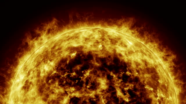 Superficie-y-las-llamaradas-solares,-el-sol-ardiente-del-sol.-3D