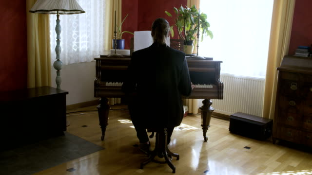 Pianist,-Klavier-spielen-und-lesen-Notenblatt