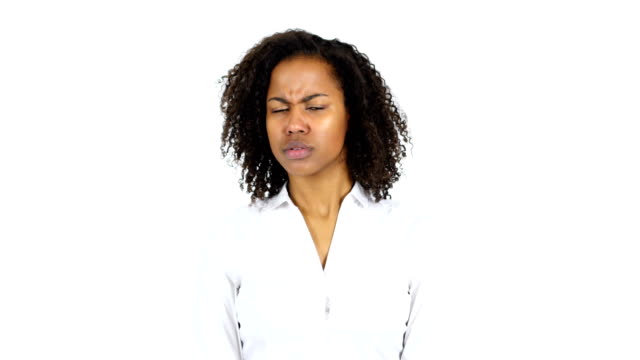 Black-Woman-Looking-with-Anger,-white-Background