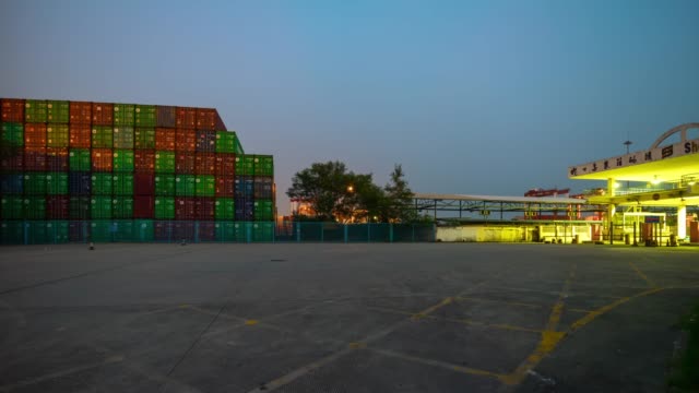Sonnenuntergang-Shenzhen-Stadt-arbeiten-Verkehr-Hafen-Industrie-Panorama-4-k-Zeit-hinfällig,-china