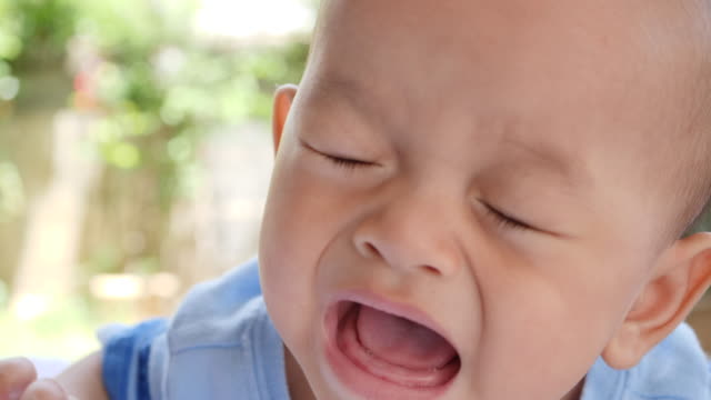 Slow-motion-Close-up-of-crying-baby-boy
