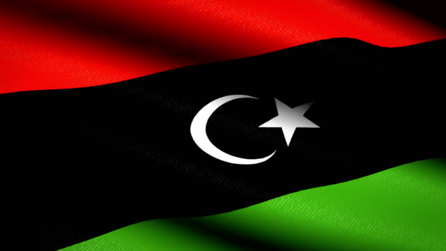 Libya-Flag-Waving-Textile-Textured-Background.-Seamless-Loop-Animation.-Full-Screen.-Slow-motion.-4K-Video