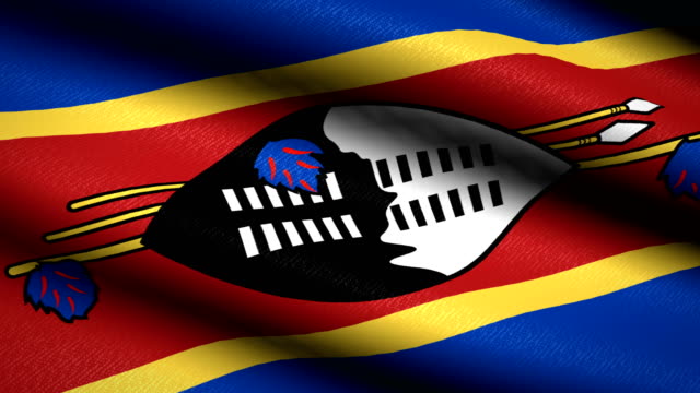 Bandera-de-Swazilandia-ondeando-textil-textura-fondo.-Seamless-Loop-animación.-Pantalla-completa.-Cámara-lenta.-Vídeo-de-4-K
