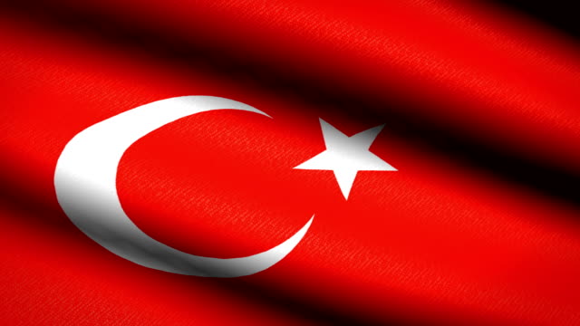 Turkey-Flag-Waving-Textile-Textured-Background.-Seamless-Loop-Animation.-Full-Screen.-Slow-motion.-4K-Video