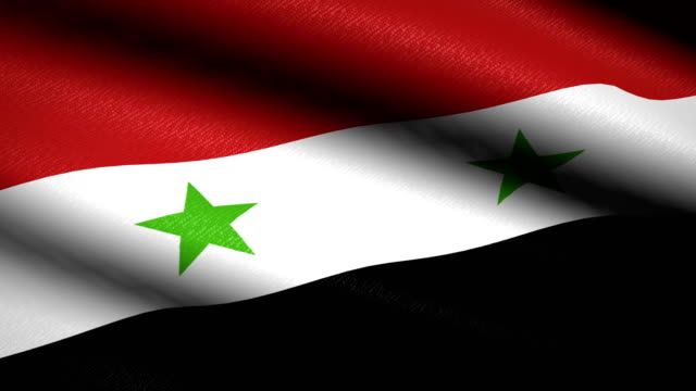 Syria-Flag-Waving-Textile-Textured-Background.-Seamless-Loop-Animation.-Full-Screen.-Slow-motion.-4K-Video