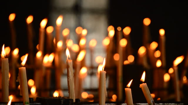 Candles-at-candlestick-in-El-Rocio,-Spain