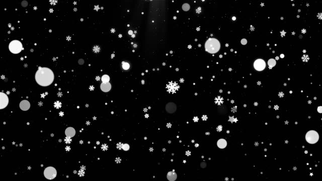 White-Christmas-snow-flakes,-star-and-lights-background-looped-for-overlays
