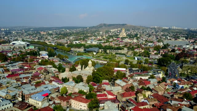 Aerial-View-Of-Center-Of-Tbilisi.-Drone-flight