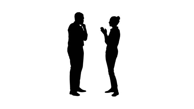 Silhouette-Business-woman-giving-some-ideas-to-her-boss