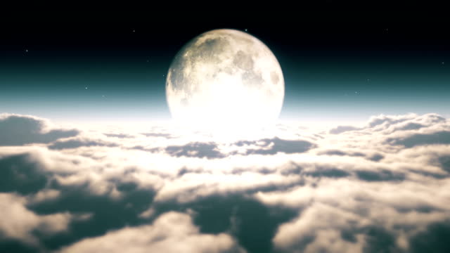 Traum-Fliege-in-Wolken-und-Mond-4k