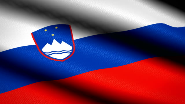 Slovenia-Flag-Waving-Textile-Textured-Background.-Seamless-Loop-Animation.-Full-Screen.-Slow-motion.-4K-Video