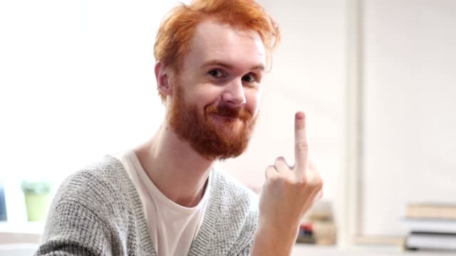Showing-Middle-Finger,-Man-with-Red-Hairs