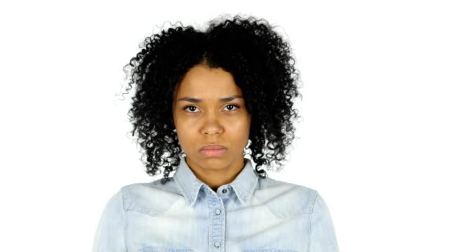 Sad-Black-Woman-on-White-Background