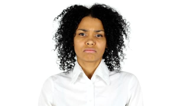 Upset-Sad-Black-Woman-on-White-Background