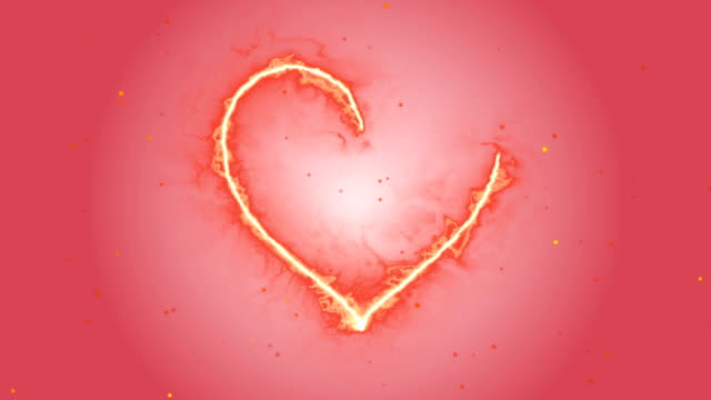4K-Animation-appearance-Red-Heart-shape-flame-or-burn-on-the-red-or-pink-dark-background-and-fire-spark.-Motion-graphic-and-animation-background.