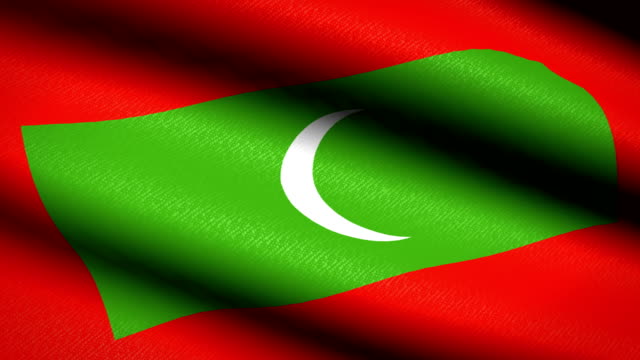 Maldivas-bandera-ondeando-textil-textura-de-fondo.-Seamless-Loop-animación.-Pantalla-completa.-Cámara-lenta.-Vídeo-de-4-K