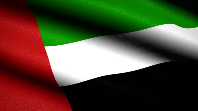 Vereinigte-Arabische-Emirate-Fahnenschwingen-Textile-strukturierten-Hintergrund.-Seamless-Loop-Animation.-Vollbild.-Slow-Motion.-4K-Video