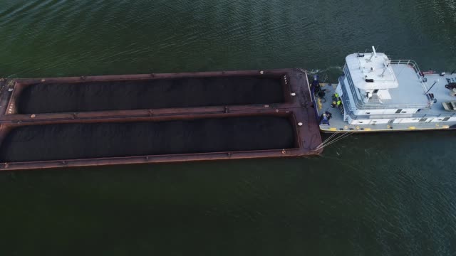 Top-Down-Aerial-View-of-Coal-Barge-on-Ohio-River