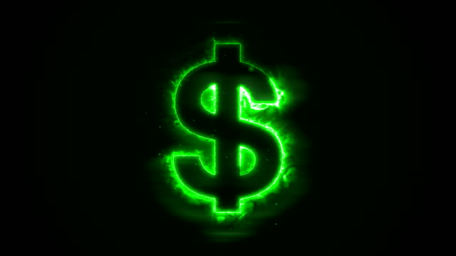 Animación-de-la-quema-de-un-dólar-sobre-un-fondo-negro-con-una-llama-verde