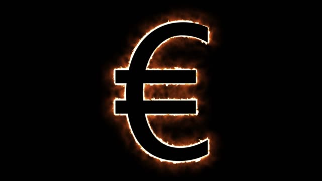 Flammende-Eurozeichen-erscheinenden-Bewegung-Hintergrund-rot