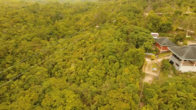 Atracción-tirolesa-en-la-selva-de-Bohol,-Filipinas