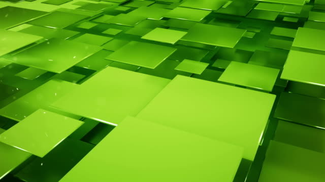 Flying-green-squares-and-dust-seamless-loop-3D-render-animation